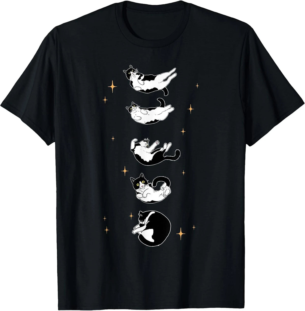 Vintage Celestial Cat Moon Phases Astrology Tee for Cat Lovers