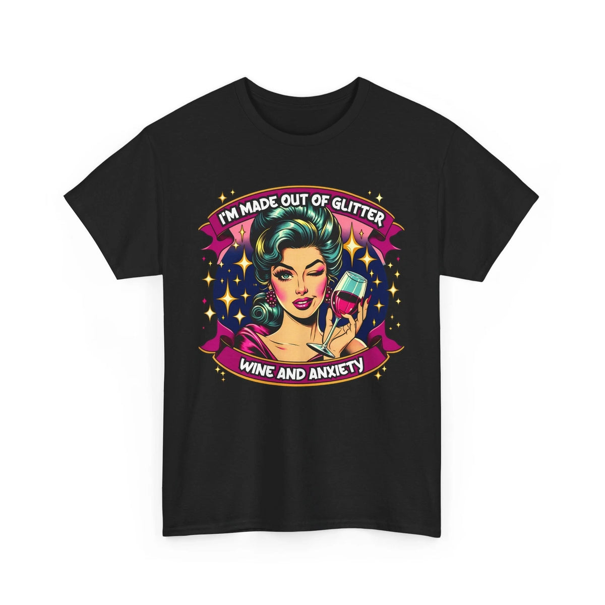 Funny Anxiety T-Shirt - Mental Health Humor - Wine & Anxiety