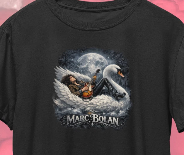Marc Bolan T-Rex Ride A White Swan Retro T-Shirt / Vintage 1970s Glam Rock Tee