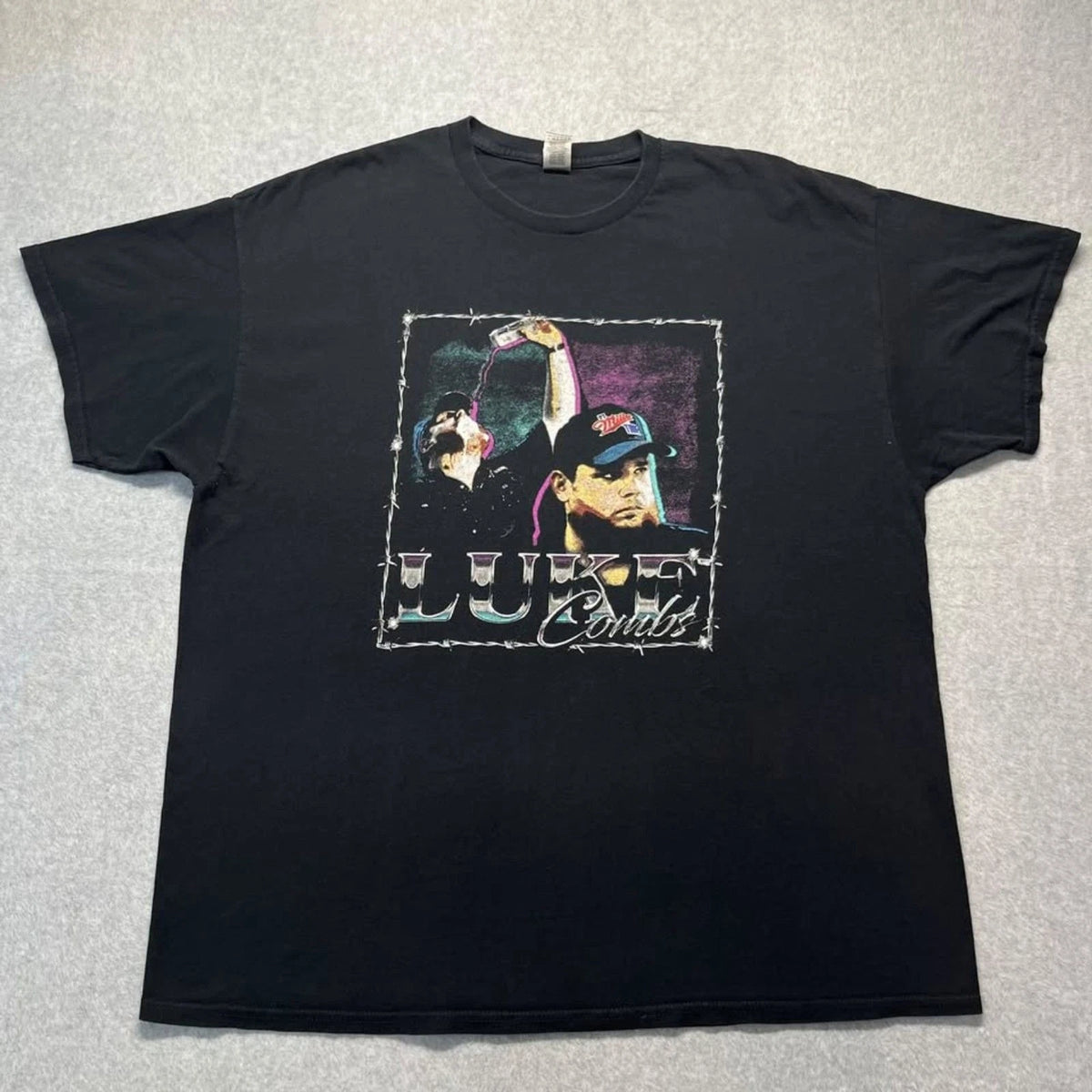 Luke Combs Graphic Band T-Shirt Black Gildan Heavy Cotton Country Music 2XL Image 1 of 4