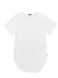 Men's Plain White Extended Scallop Tee Tshirt