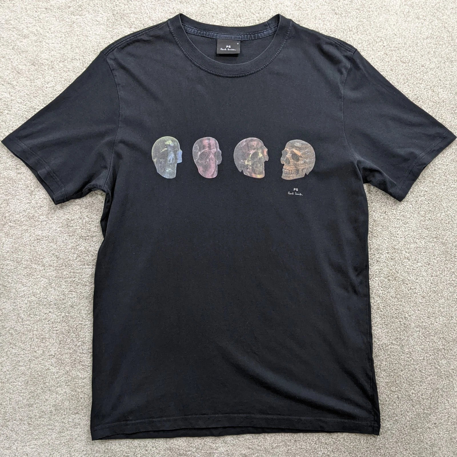 PS Paul Smith Mens Skull Graphic T-Shirt Black Organic Cotton Size M Medium