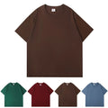 Round Neck T Shirt Men Short Sleeve Pullover Casual Streetwear Solid Color Top