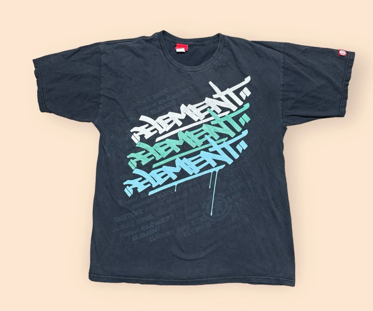 Vintage Element Y2K T Shirt Men’s Large Black Graffiti 2000s Skate