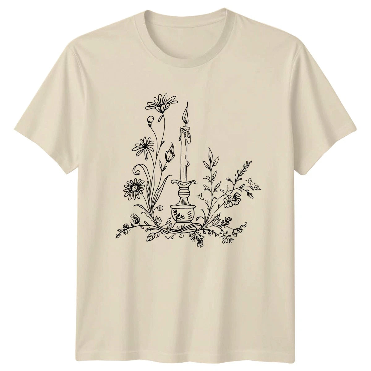 Vintage Candle And Wildflower T-Shirt Cottagecore Aesthetic