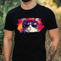 Mens Hip Hop Cat Print Cotton T-Shirt Size XS to 5XL