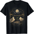 Ghosts on Court Full Moon Bats Ghostly Halloween Pickleball T-Shirt
