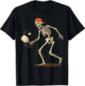 Retro Skeleton Pickleball Player T-Shirt - Halloween Gift Idea
