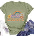 Stay Groovy Rainbow T-Shirt | Retro Hippie 70’s Flower Graphic Tee Tops Size XL