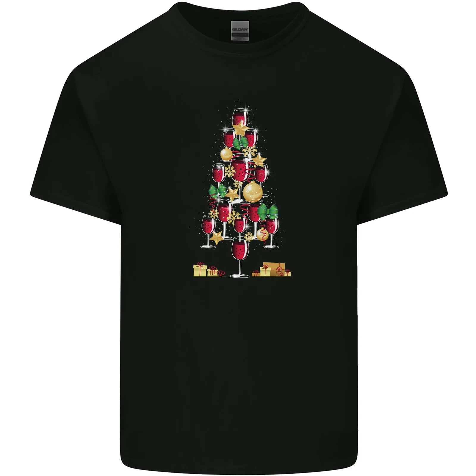 Wine Christmas Tree Xmas Alcohol Funny Mens Light Cotton T-Shirt