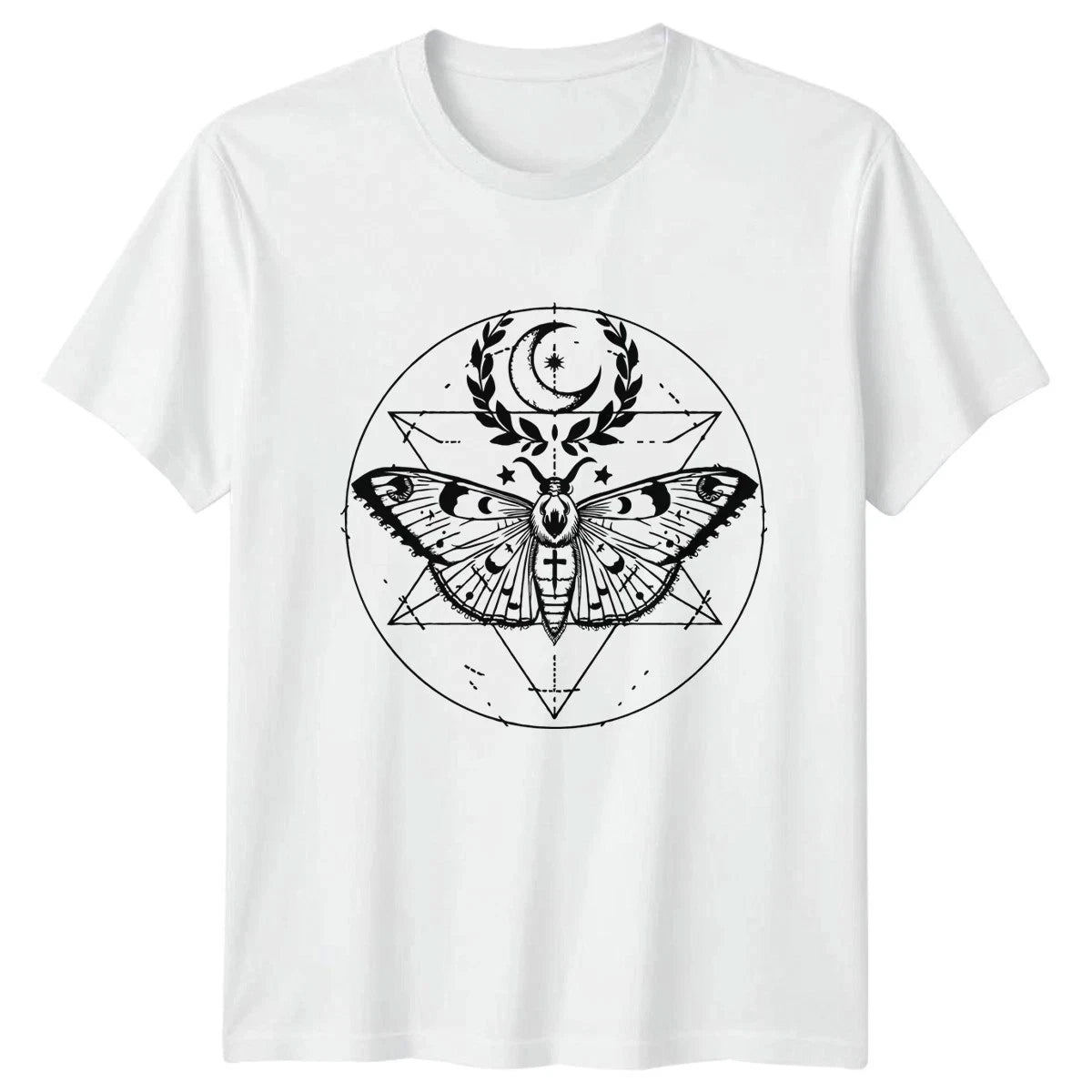 Gothic Celestial Moth T-Shirt Vintage Occult Moon Alternative Dark   Sizes S-5XL