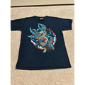 Karani Art Axolotl Graphic T-Shirt Mens Medium Navy Blue Excellent Aztec Style