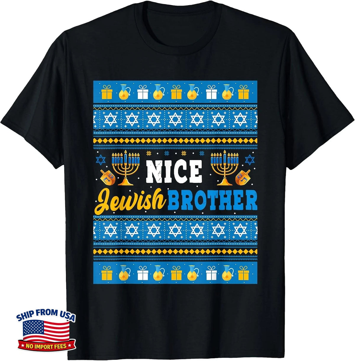 Nice Jewish Brother Hanukkah Menorah Dreidel Matching Family Tee