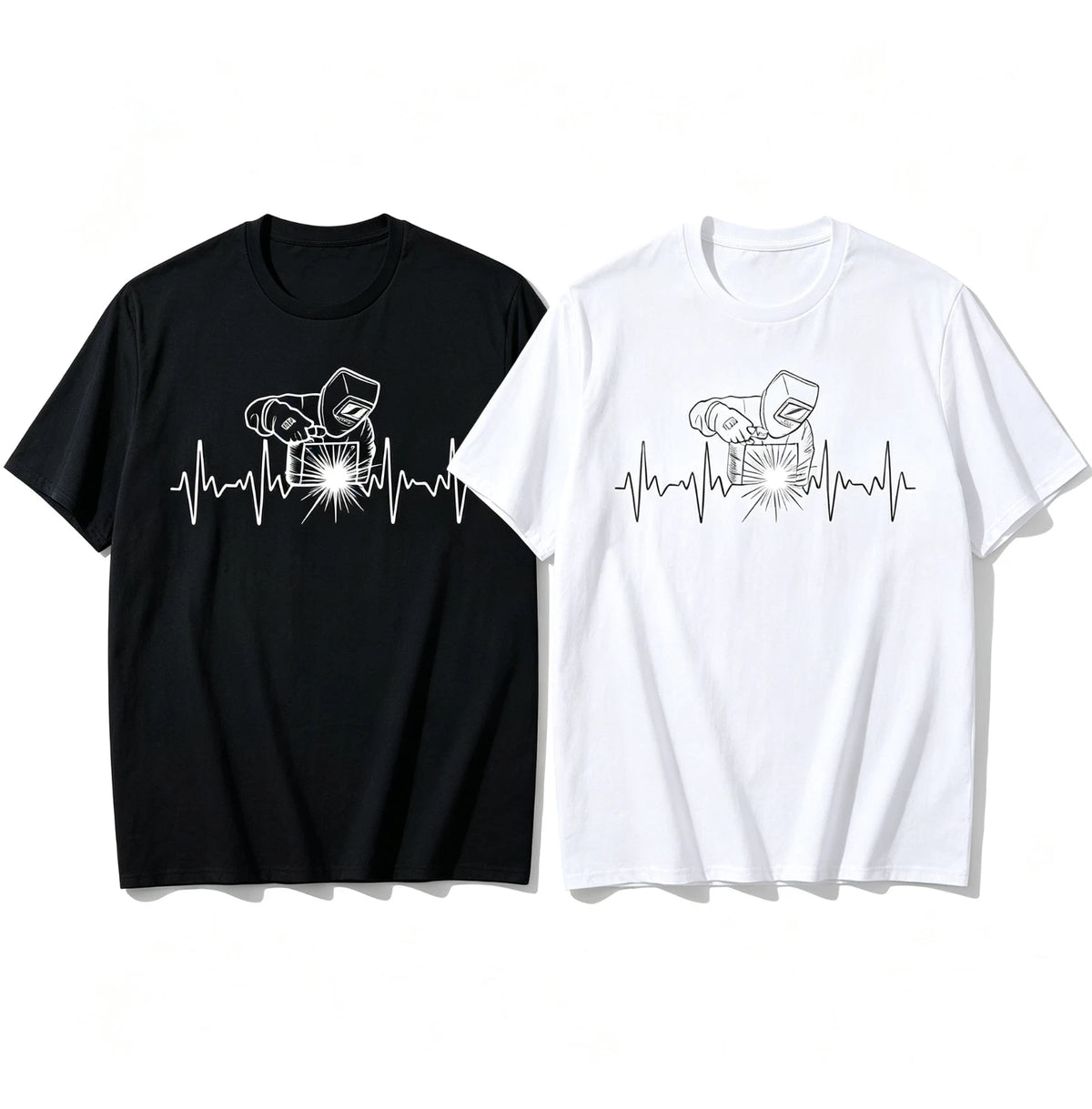 Welder Heartbeat Lineman Welding Trades Graphic T-Shirt SIZE S-5XL