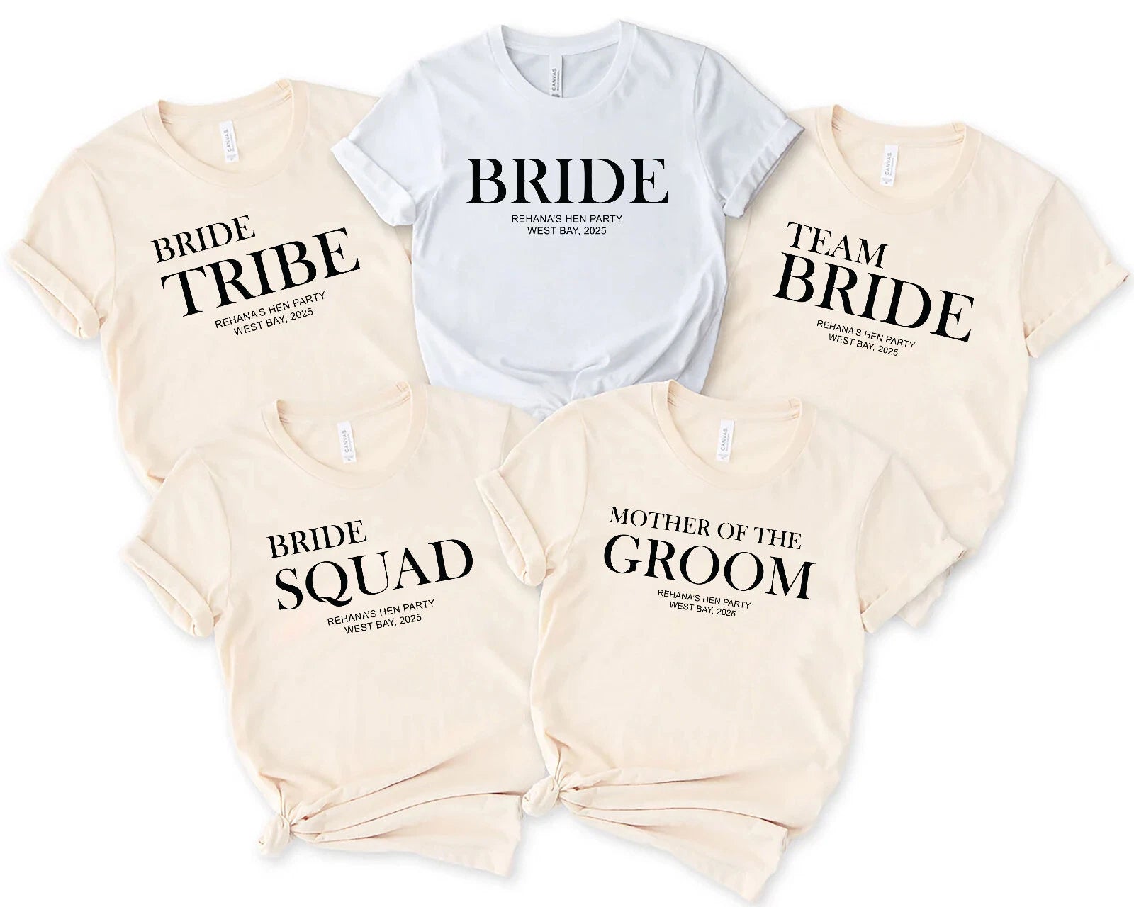 Personalised Hen Party T Shirts, Team Bride Group T Shirt , simple hen party