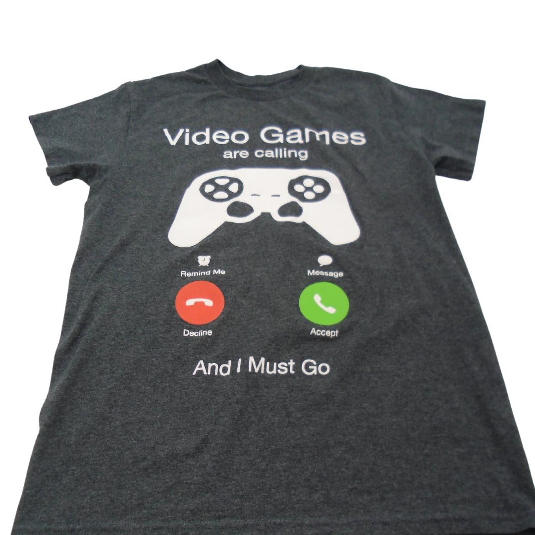 Funny Gamer's T-Shirt Mens S Gray Graphics Short Sleeve