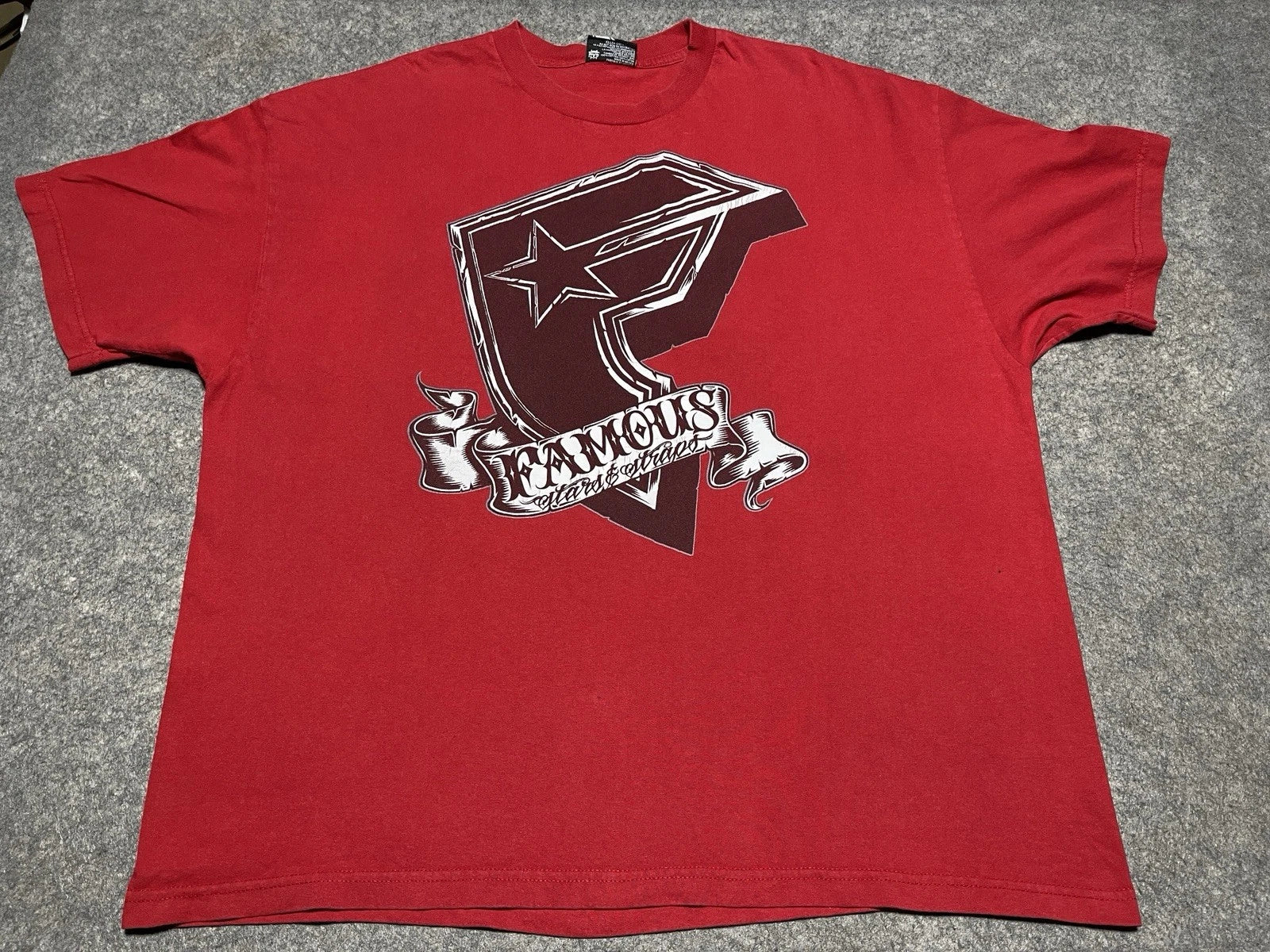 Vintage Travis Barker Famous Street Wear Stars & Straps Red 2XL Shirt Y2K Stars