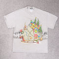 Vintage The Grinch Christmas Large Gray Short Sleeve T-Shirt
