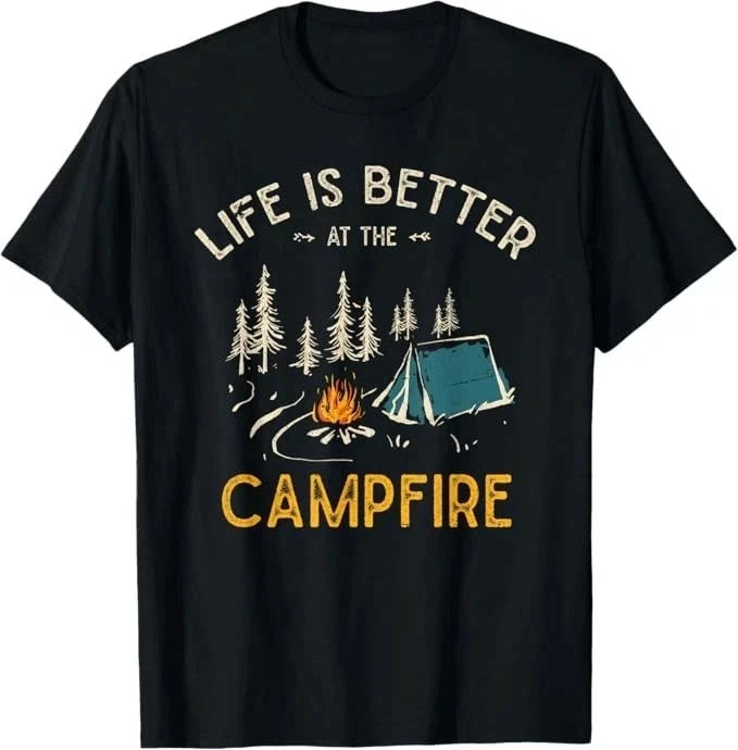 Life Is Better At The Campfire Funny Camper Camp Camping T-Shirt  Sizes S-5XL