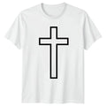 Minimalist Christian Cross Outline Religious T-Shirt Faith Symbol Easter Gift