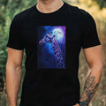 Men's T-Shirt Giraffe in Moonlight Motif Cotton Size XS to 5XL