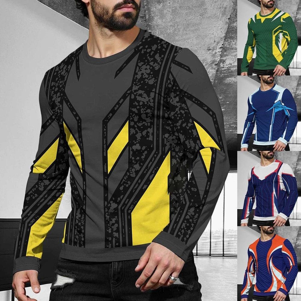 Men Street Style Long Sleeve Pullover 3D Printed T Shirt Casual Sport Top