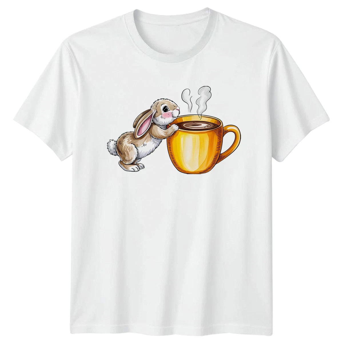 Bunny With Coffee T-Shirt Cute Animal Coffee Lover Gift For Him And Her