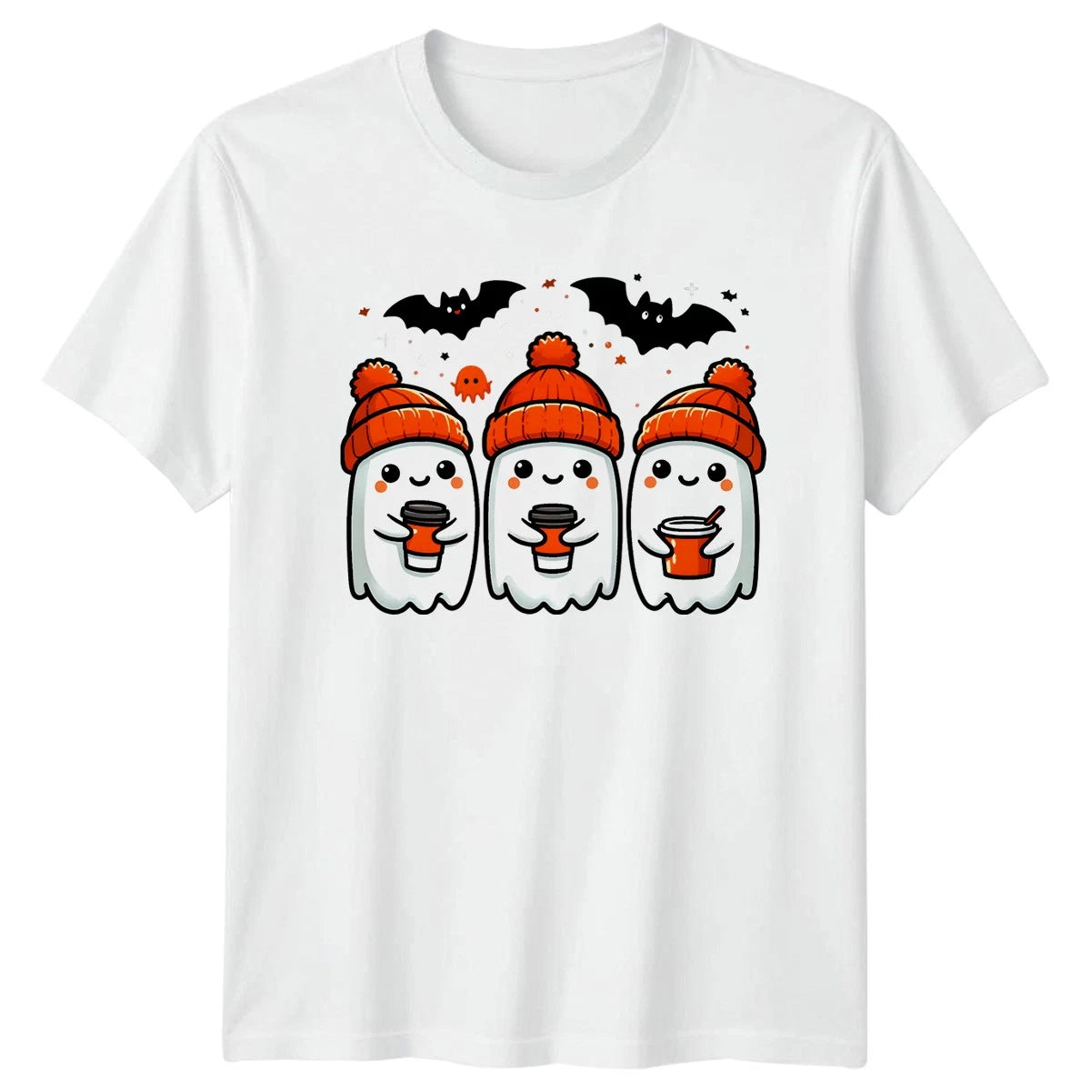 Cute Ghosts Drinking Hot Coffee T-Shirt Coffee Halloween Gift For Him And Her