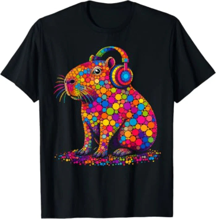 Funny Capybara Dots Art Animal Lovers Students Tshirt
