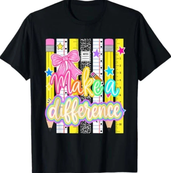 Teacher Life Make Different Pencil Motivational Back School T-Shirt