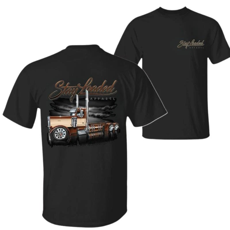 Stay Loaded Vintage Big Rig Semi?Truck Graphic T?Shirt, Trucker Streetwear Tee