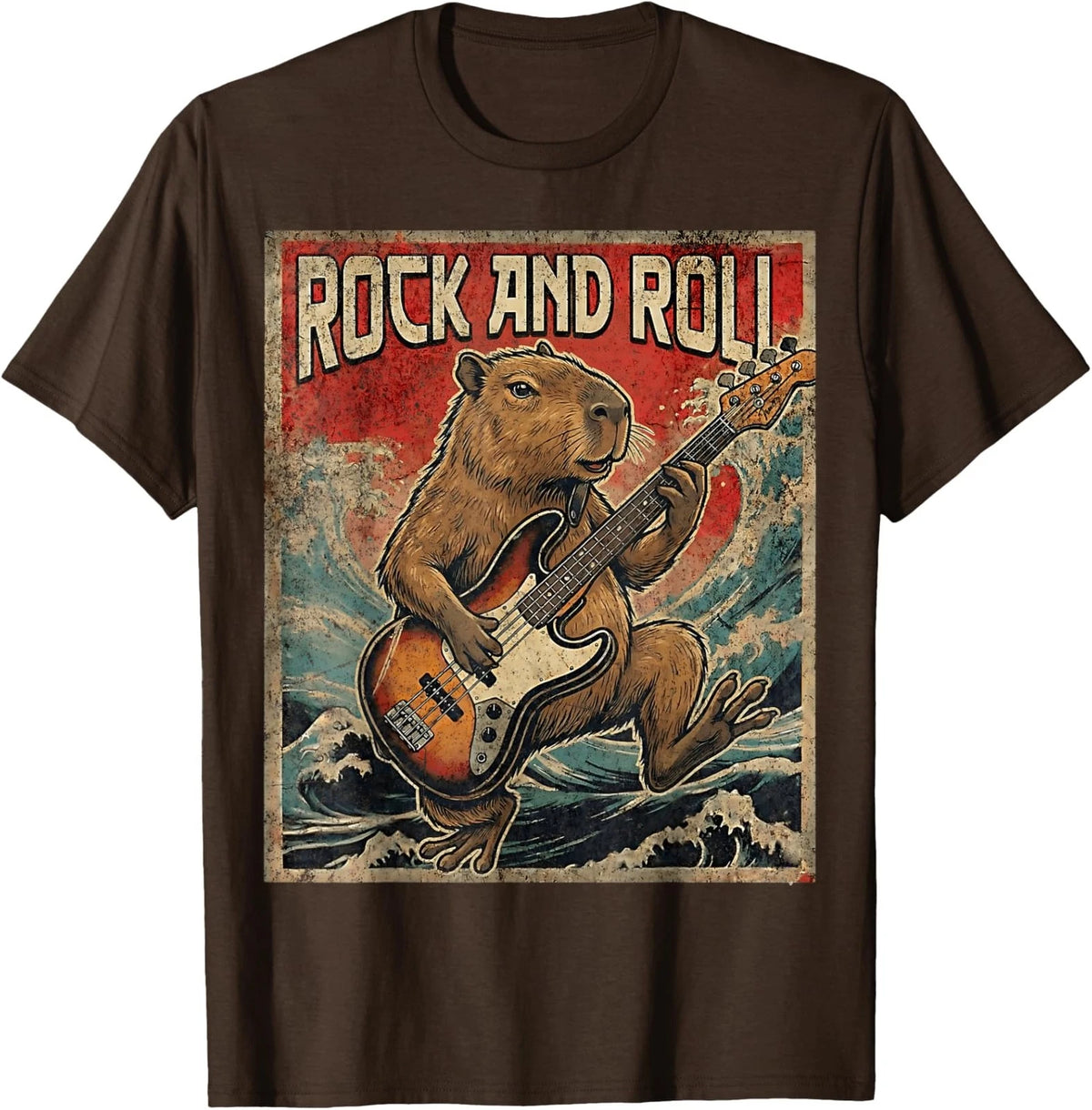 Capybara Playing Guitar Rock On Vintage Guitarist Unisex T-Shirt