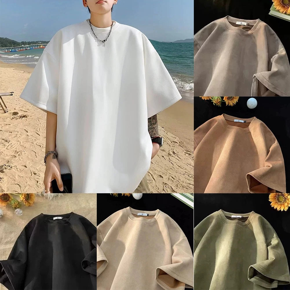 Trendy Men's Loose Fit Short Sleeve Tops in Comfortable Fabric for Summer