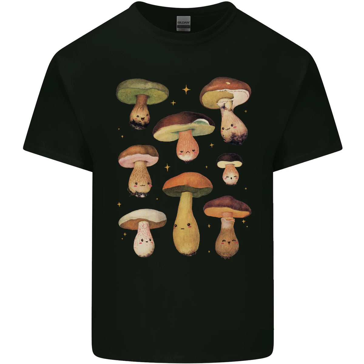 Mushroom Faces Foraging Mycology Mens Light Cotton T-Shirt