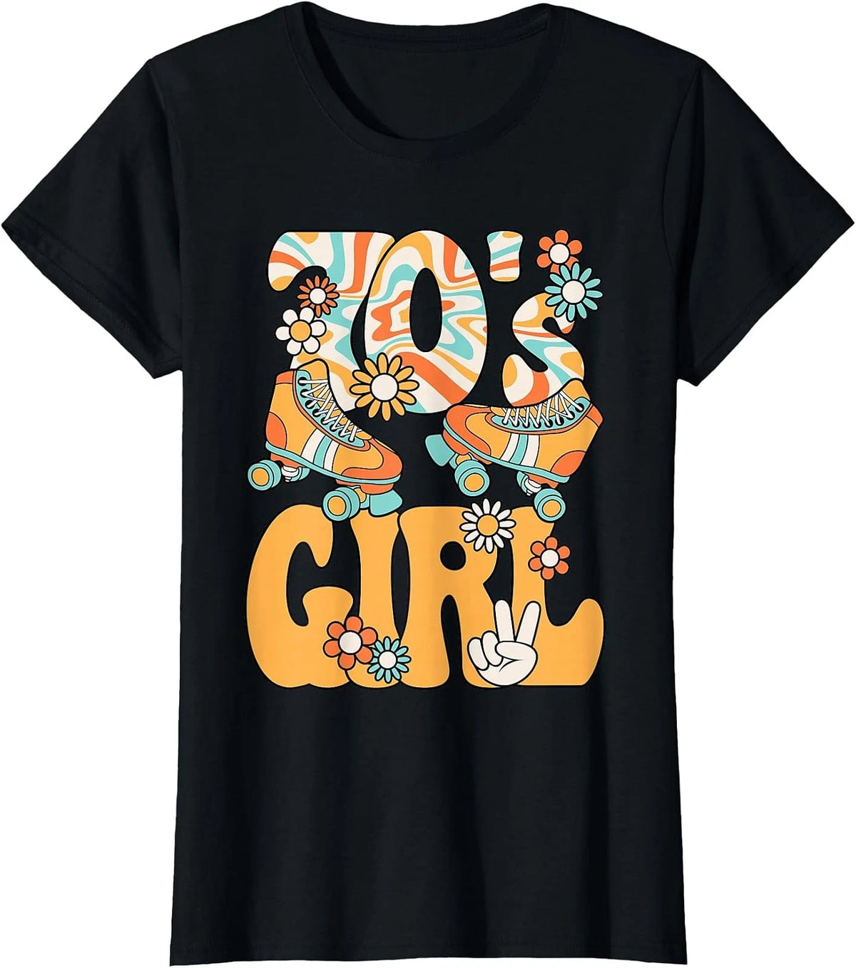 Retro 70s Groovy Hippie Style T-Shirt for Women and Girls