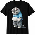 Funny Fat Sad Cat Art Design Fat Kitten Cat Lover T-Shirt