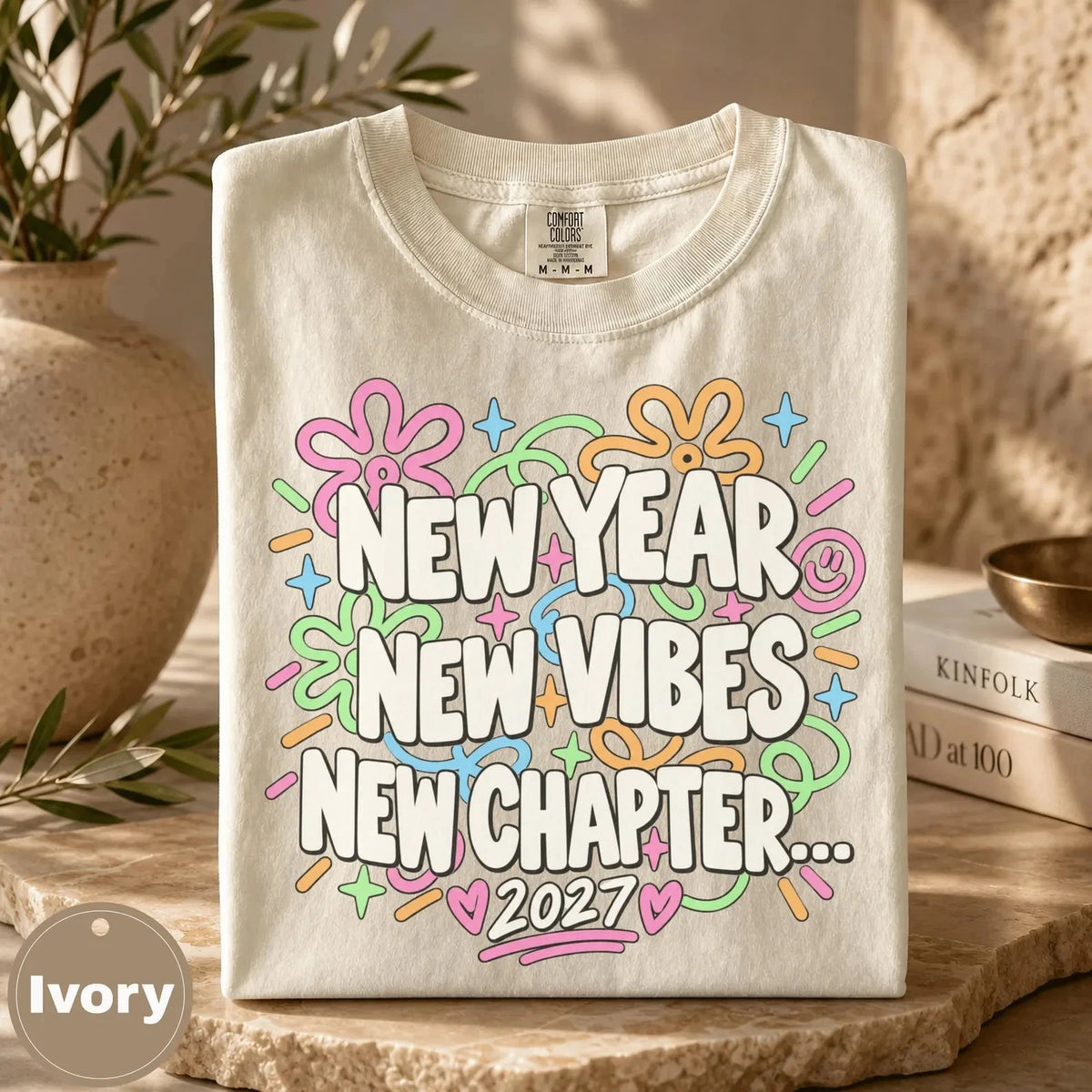 New Year 2027 Shirt New Vibes New Chapter Retro NYE Graphic Tee Gift