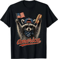 Retro Raccoon Hot Dog Flag T-Shirt for All Ages - Men, Women, Kids