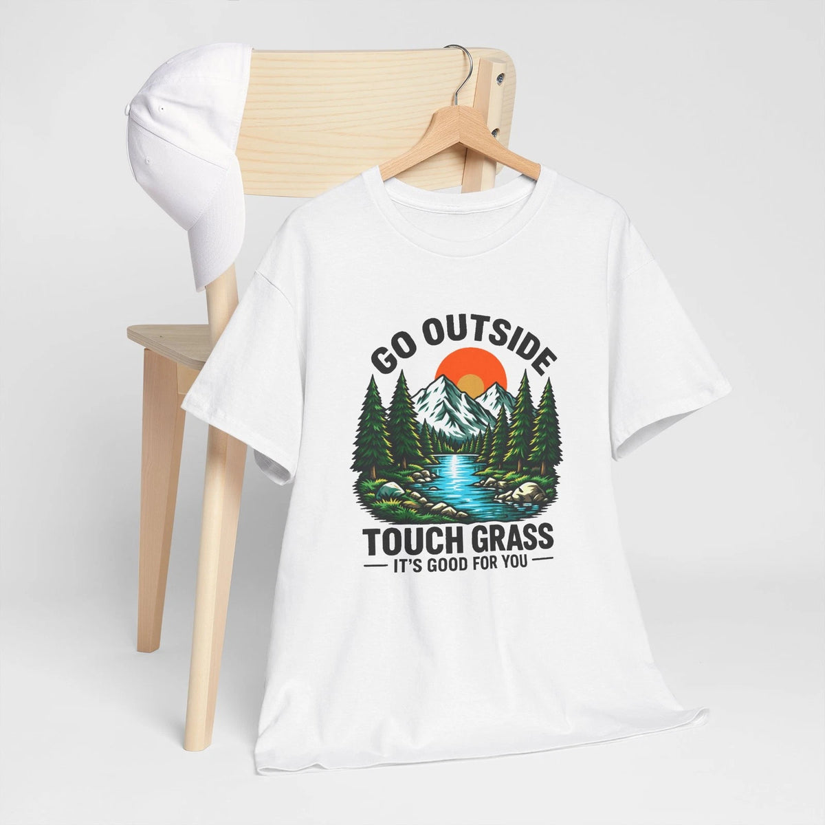 Go Outside Touch Grass T-Shirt Funny Nature Hiking Camping Mountain Tee Image 1 of 4