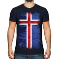 ICELAND GRUNGE FLAG MENS T-SHIRT TEE TOP ÍSLAND FOOTBALL ICELANDIC GIFT SHIRT
