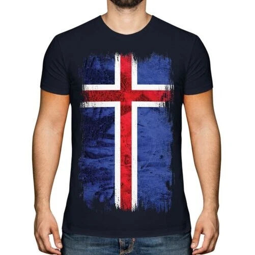 ICELAND GRUNGE FLAG MENS T-SHIRT TEE TOP ÍSLAND FOOTBALL ICELANDIC GIFT SHIRT
