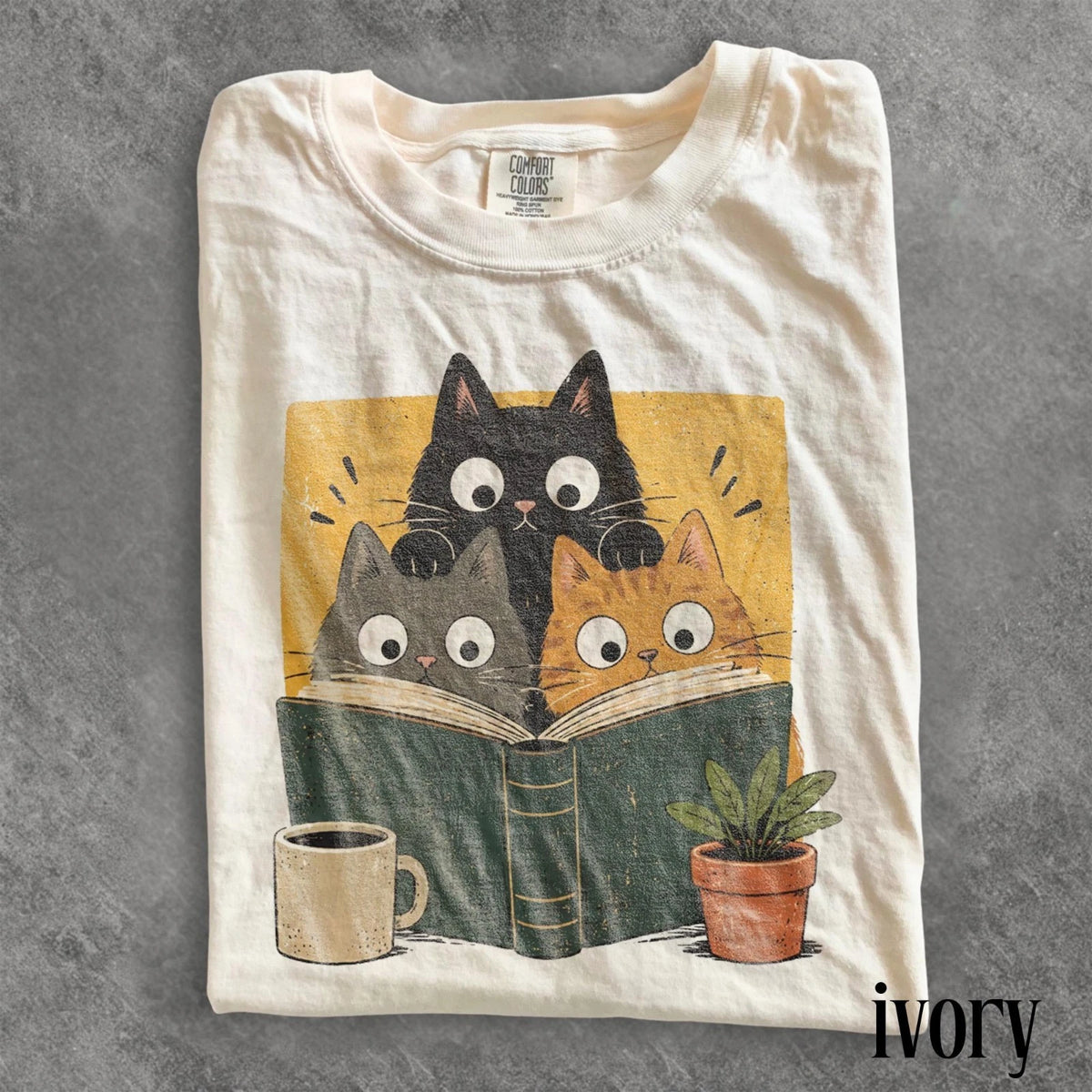 HOT Retro Curious Reading Cats Graphic Tee, Book Lover Cat Shirt FREESHIPPING