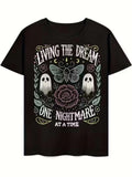 "Living The Dream" Goth Graphic Tee – Pastel Goth Ghost & Moth Shirt