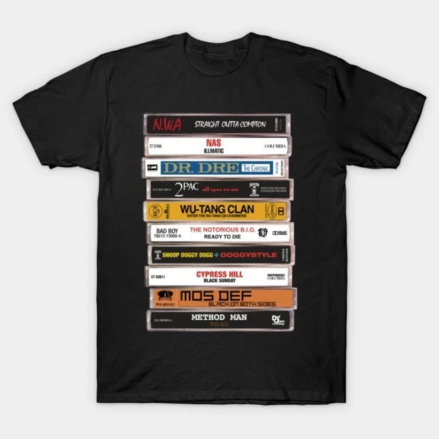 Stacked Cassettes Retro Old‑School Hip‑Hop Unisex Graphic T‑Shirt