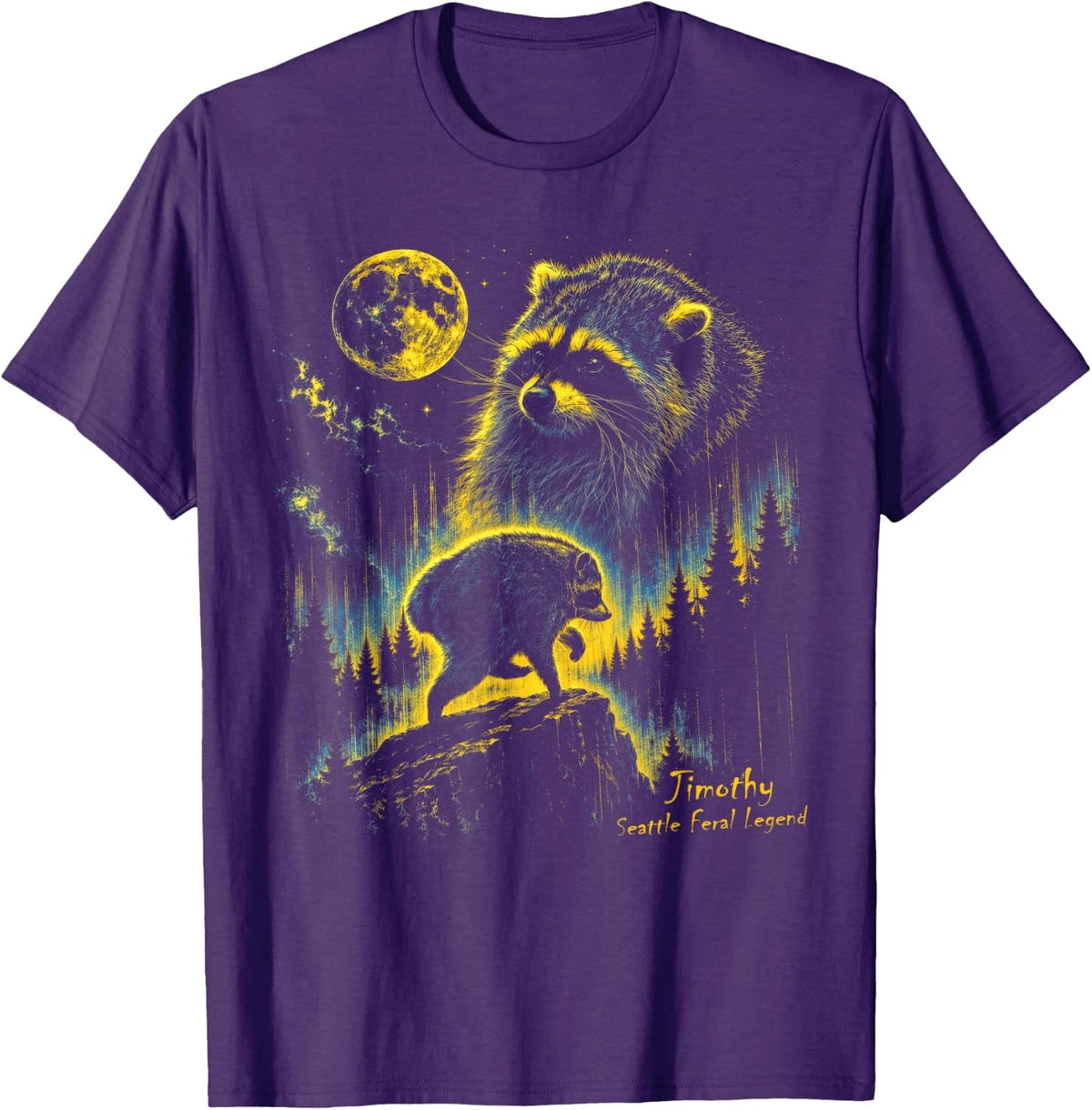 Jimothy Seattle Raccoon Feral Legend Retro Moon Art Unisex T-Shirt