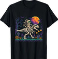 Pixel Mummy Riding Dinosaur Skeleton Halloween T-Shirt