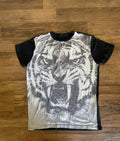 Creative Content Tiger Face Graphic Black Tshirt Mens Size L