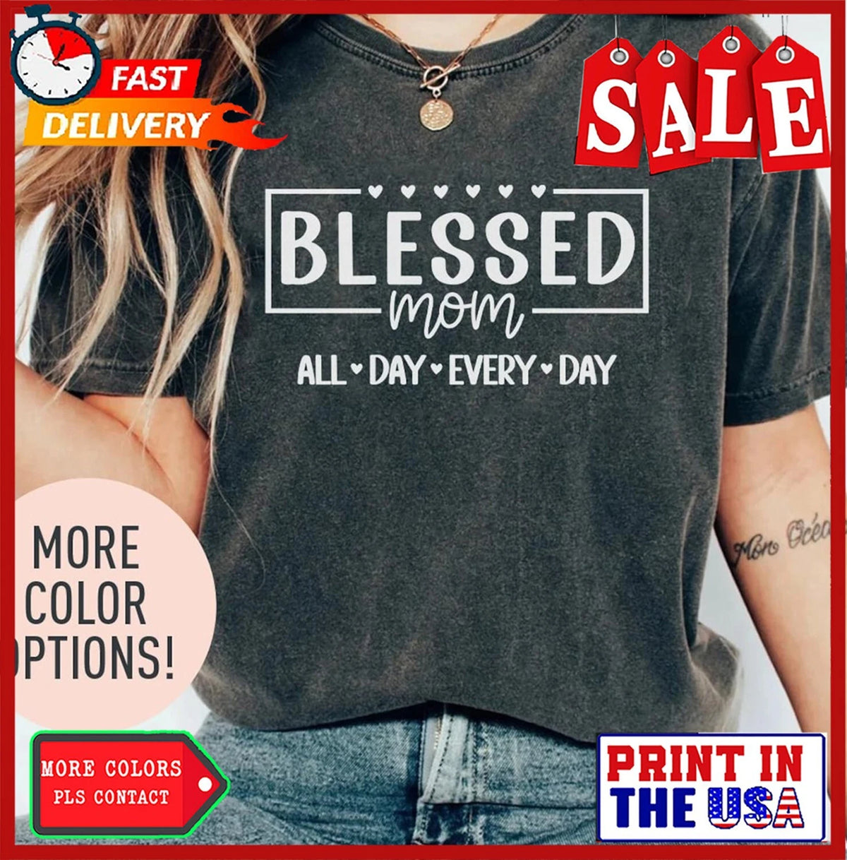 Blessed Mom All Day Every Day Shirt, Mom Life Shirt, Mother’s Day Shirt, Mom App