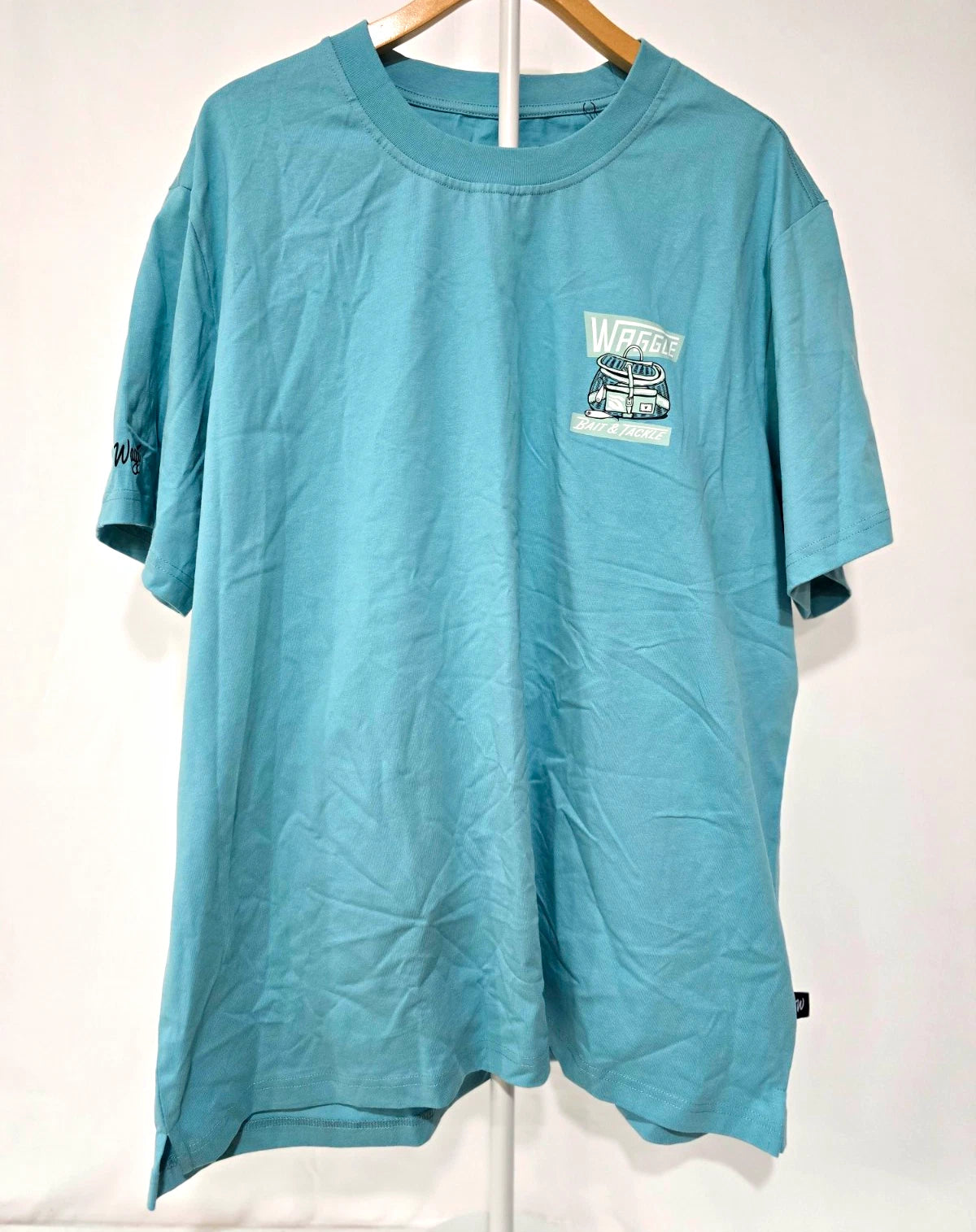 Waggle Bait & Tackle Blue Graphic Crew Neck Cotton Tee Men's 2XL