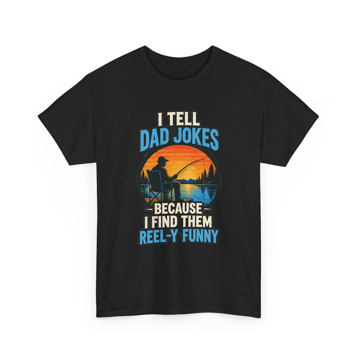 I Tell Dad Jokes Reely Funny Fishing T-Shirt Black Unisex S-XL